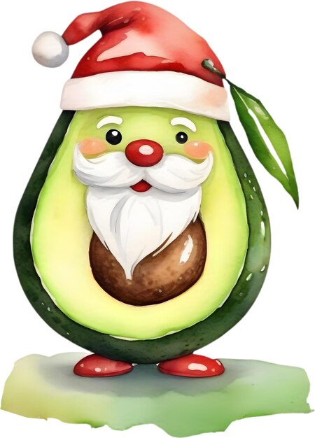 PSD una linda acuarela de aguacate de santa claus