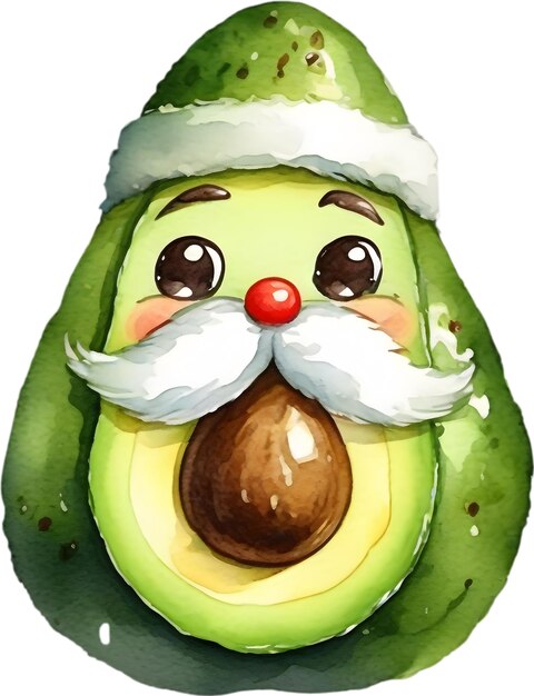 PSD una linda acuarela de aguacate de santa claus