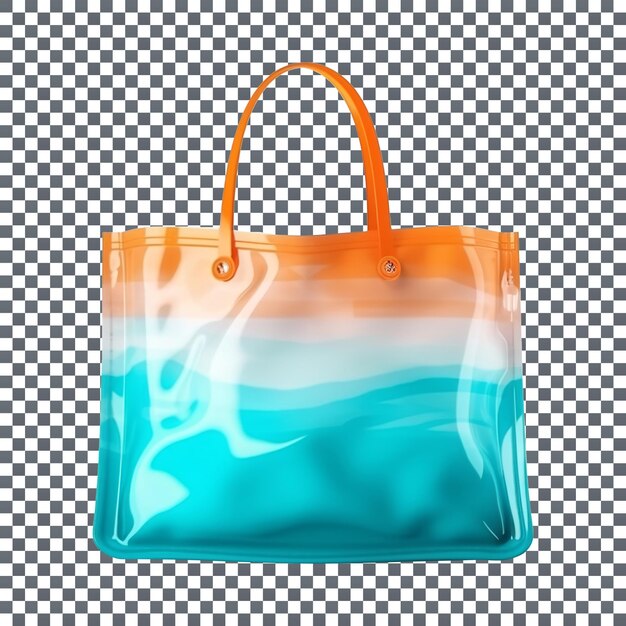 PSD linda bolsa de praia multicolorida isolada em fundo transparente
