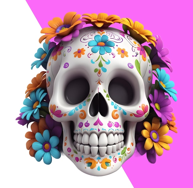 PSD linda calavera del día de los muertos da de los muertos