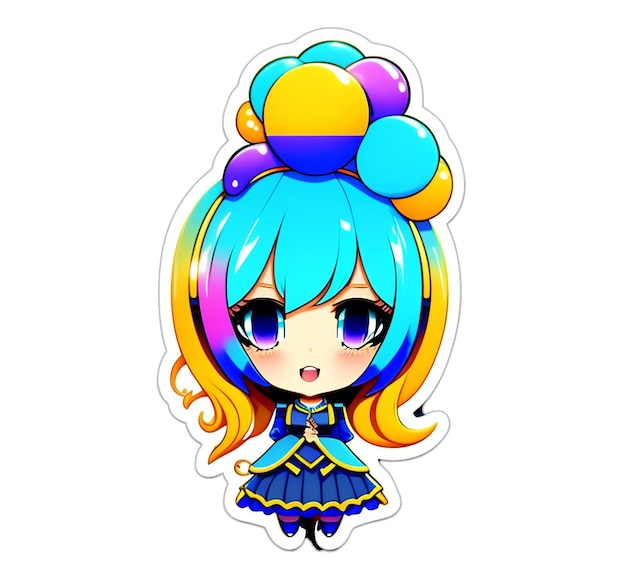 PSD linda chica chibi ilustración