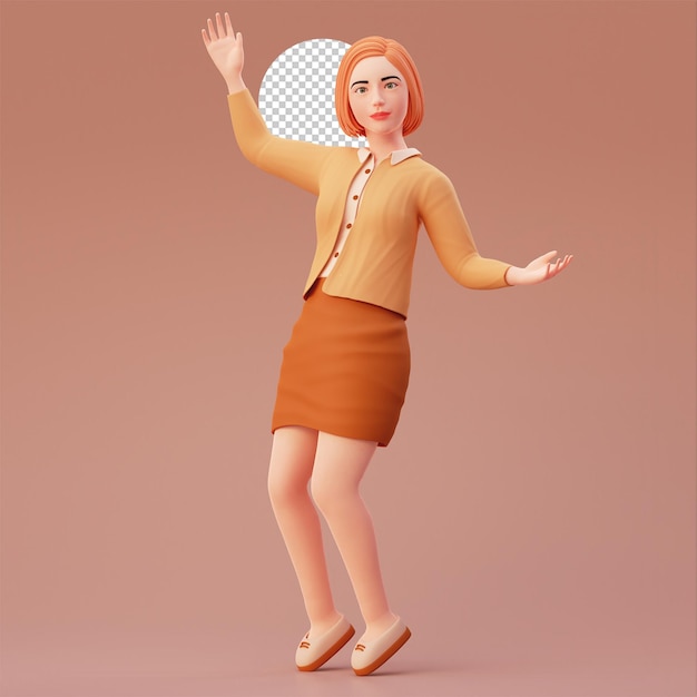 linda chica hace pose de baile funky, ilustración de personaje 3d