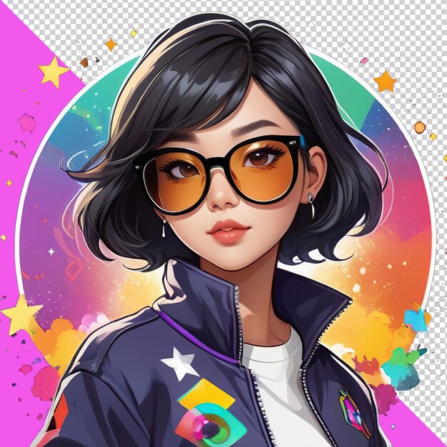 PSD una linda chica urbana con gafas de sol en la ilustración