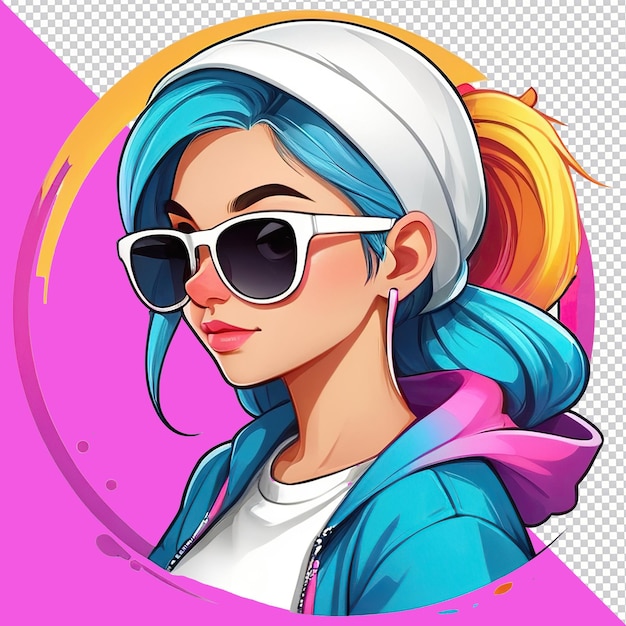 PSD una linda chica urbana con gafas de sol en la ilustración