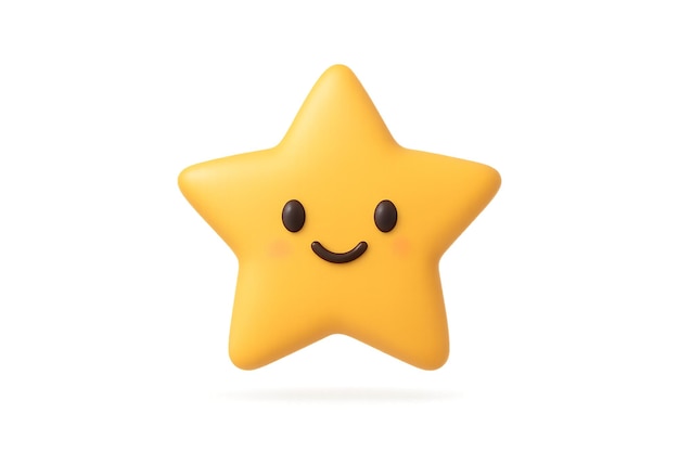 La linda estrella de dibujos animados amarilla sonriente en 3D
