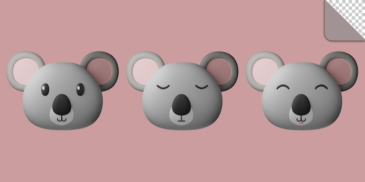 PSD linda ilustración de cabeza de koala