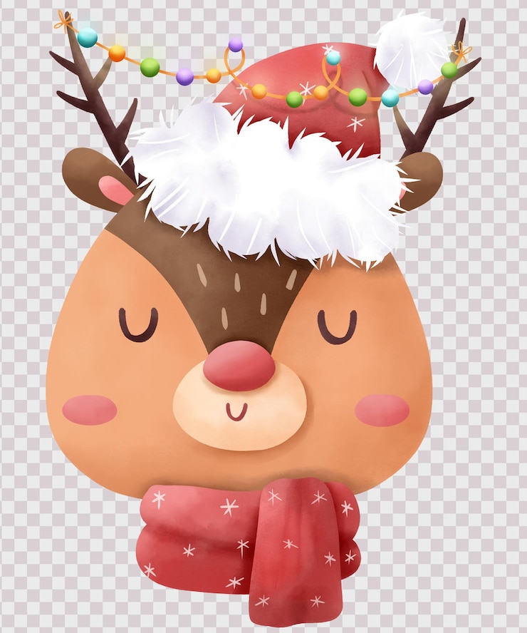 PSD una linda ilustración de la cara del reno de navidad