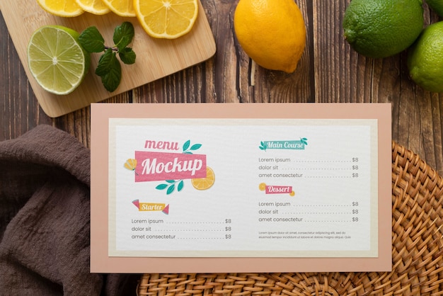 Linda maquete de menu de verão