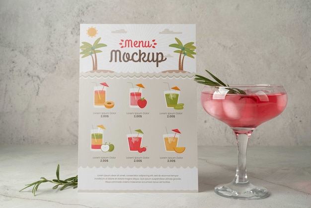 Linda maquete de menu de verão