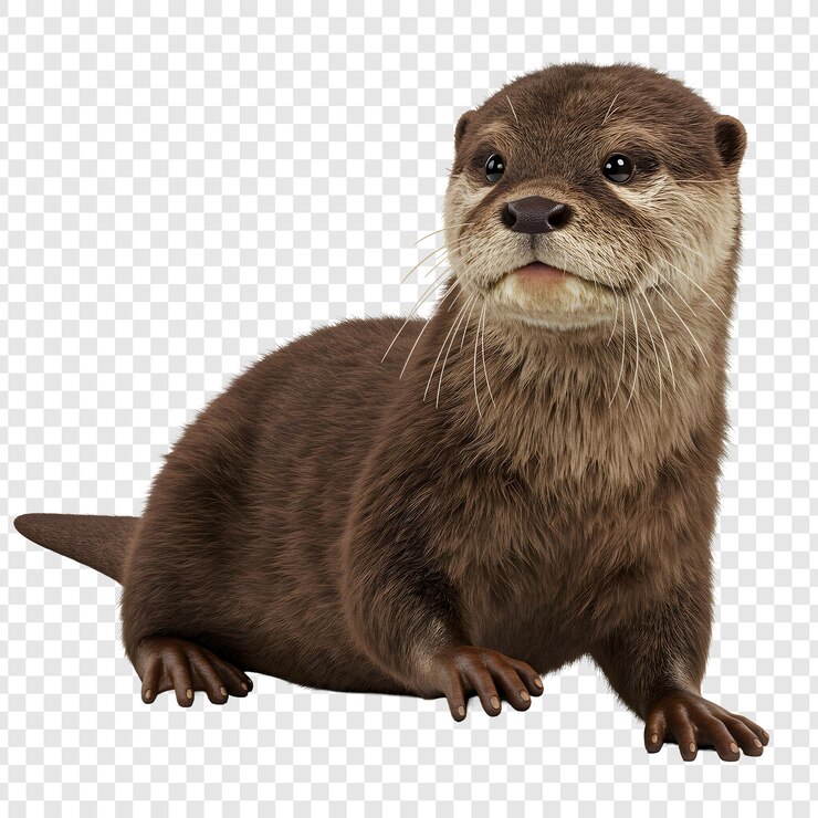 PSD una linda nutria marrón que mira directamente al espectador