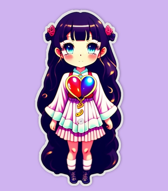 Linda pegatina de chica chibi