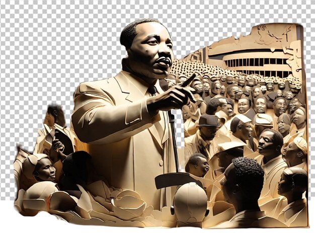 PSD una linda pieza de arte de papel que representa a martin luther king sobre un fondo blanco