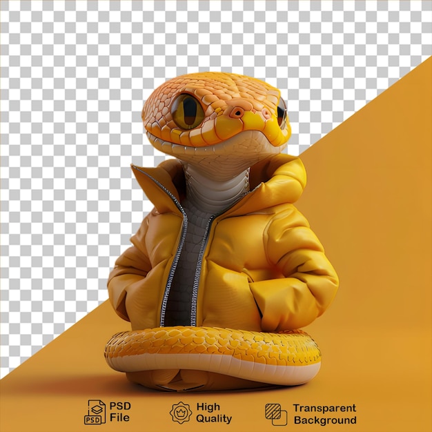 Una linda serpiente en 3d con una chaqueta en un fondo transparente incluye un archivo png