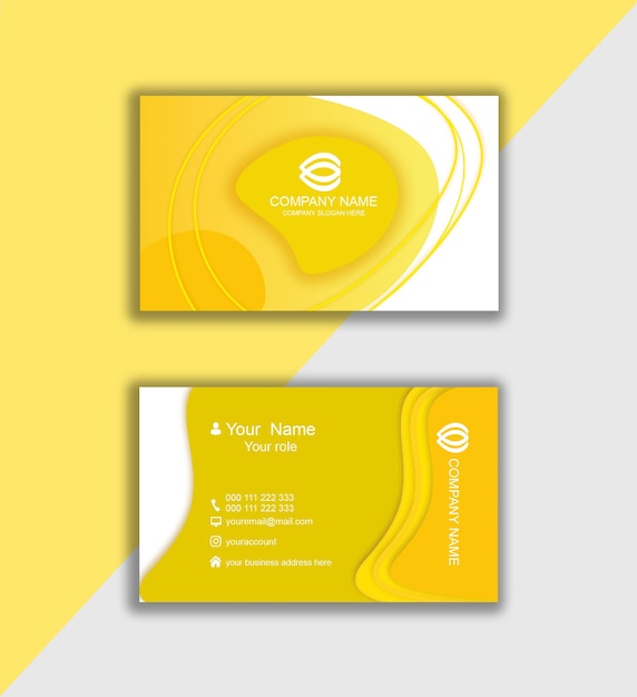 PSD linda tarjeta de visita curva amarilla