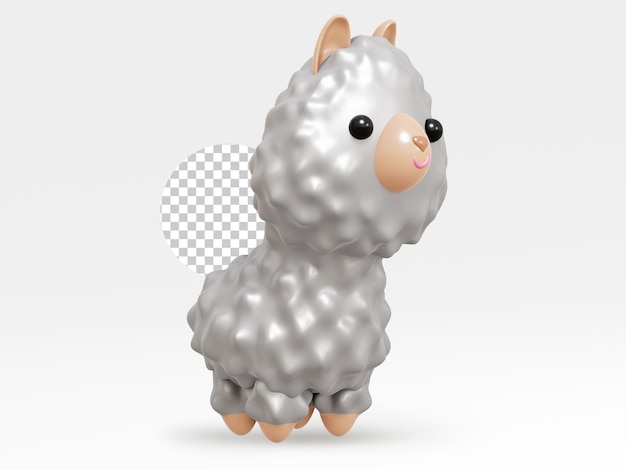 PSD lindo animal lama. alpaca de ilustración 3d.