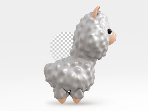 PSD lindo animal lama. alpaca de ilustración 3d.