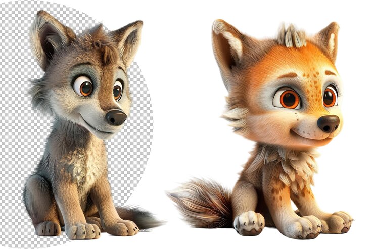 PSD el lindo bebé lobo en 3d en un fondo transparente