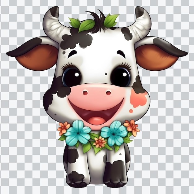 PSD lindo bebé vaca clipart sobre fondo transparente