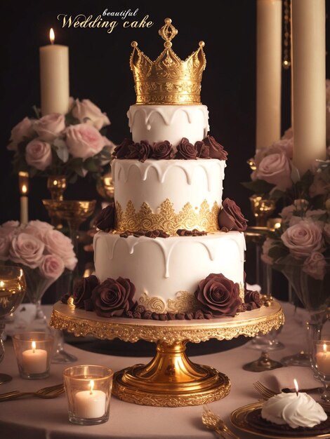 PSD lindo bolo de casamento com chocolate decorado e creme doce