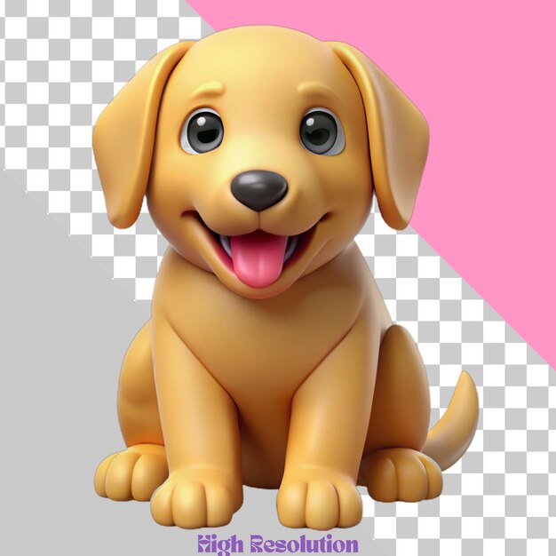 El lindo cachorro de golden retriever en 3D