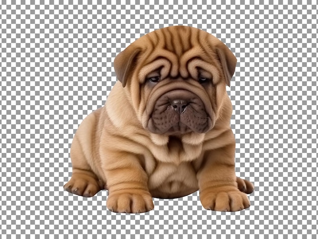 PSD lindo cachorro de raza shar pei chino aislado sobre fondo transparente