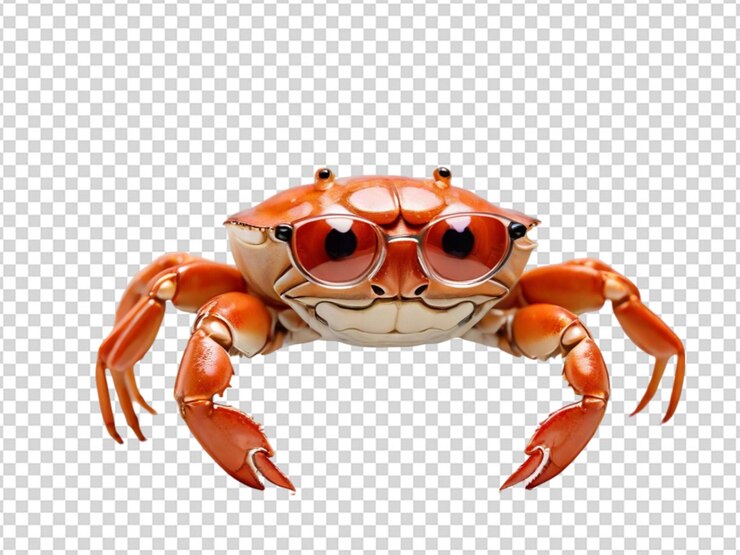PSD un lindo cangrejo con un simple vidrio png