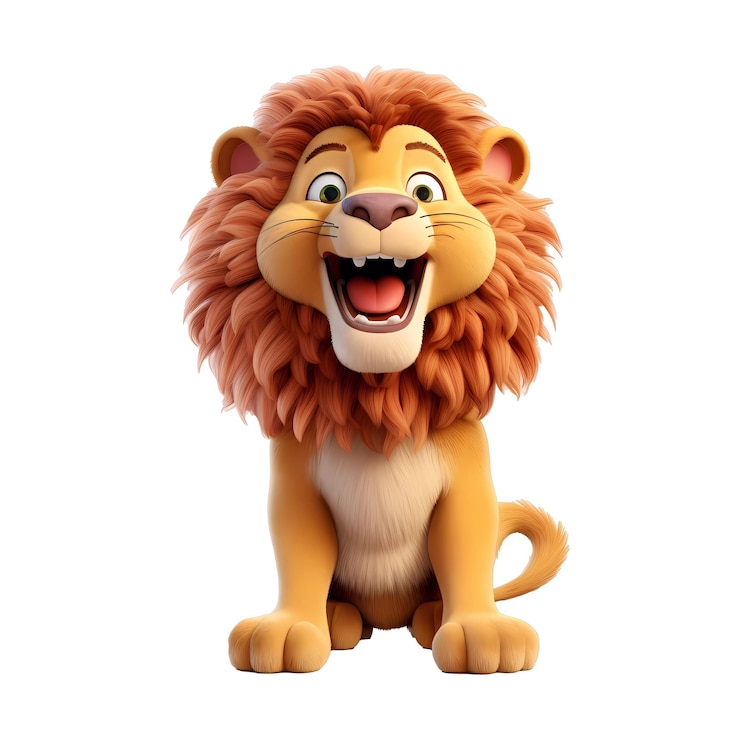PSD lindo carácter de león aislado