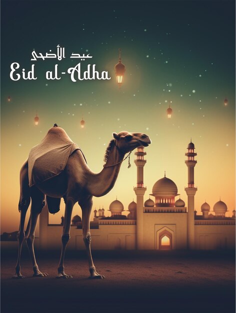 Lindo cartão Eid Al Adha Mubarak Eid Mubarak