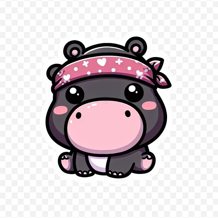 PSD un lindo cerdo rosa con una bandana rosa en la cabeza