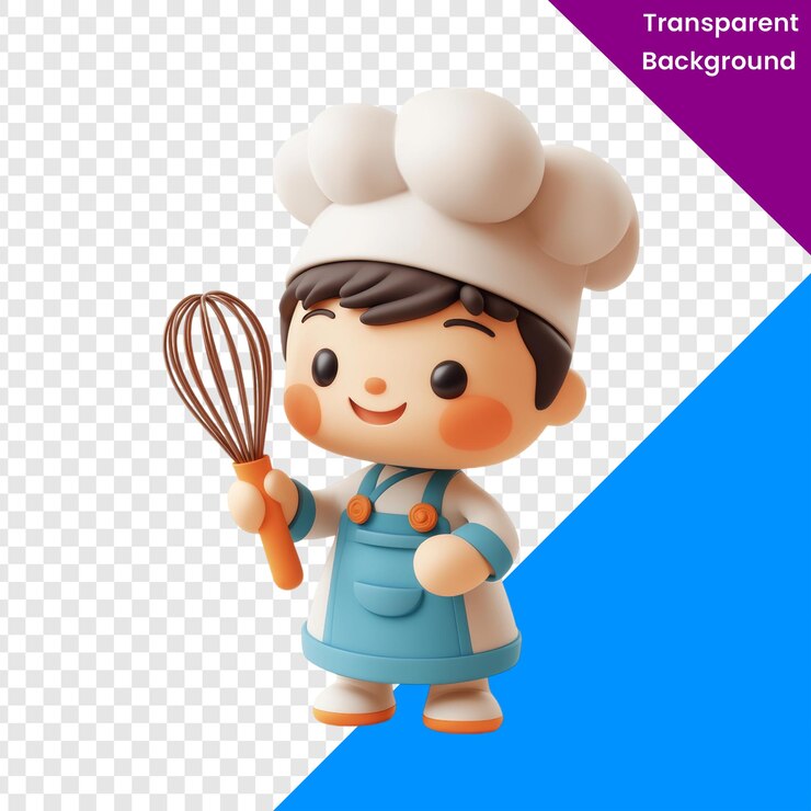 PSD el lindo chef de dibujos animados con batido