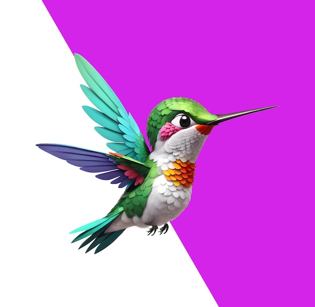 PSD lindo colibri 3d voando