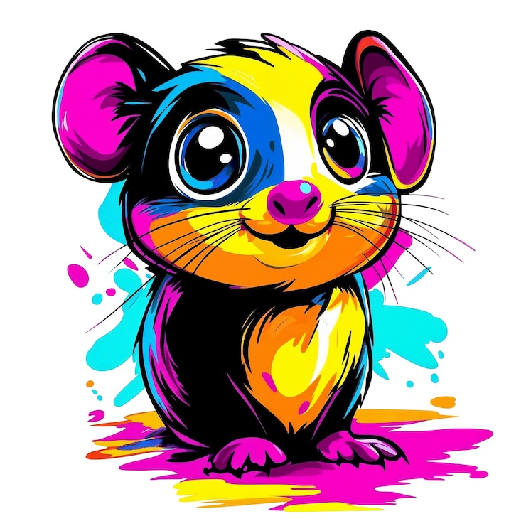 PSD el lindo y colorido ratón de dibujos animados