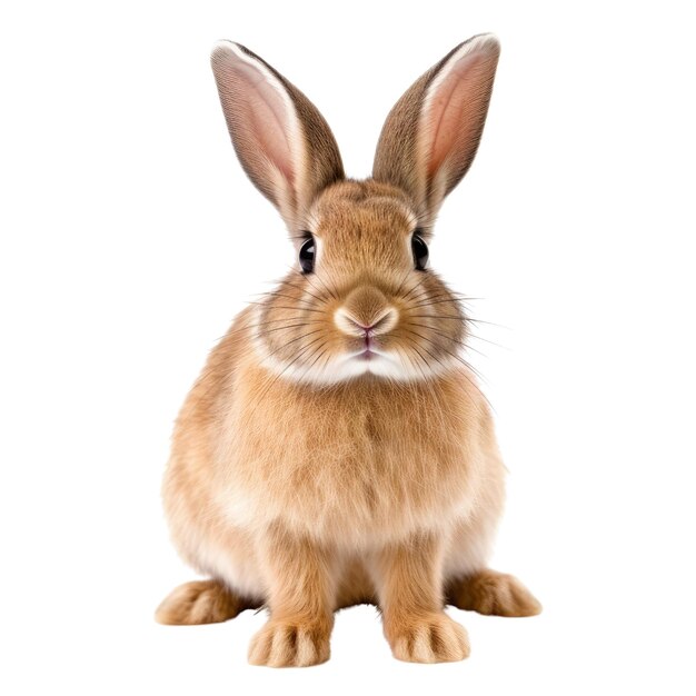 PSD un lindo conejo marrón sentado en un piso blanco ia generativa transparente