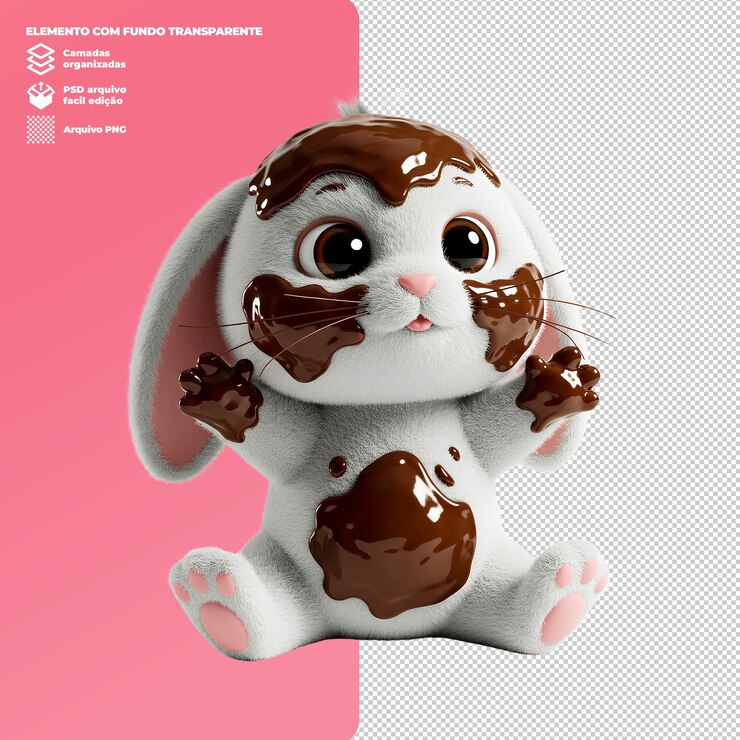 PSD el lindo conejo de pascua 3d png transparente