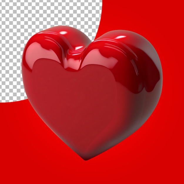 Lindo corazón 3D aislado en capa alfa