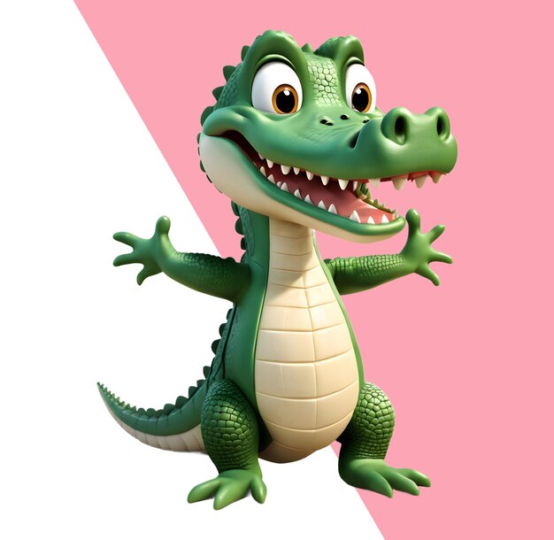 PSD lindo crocodilo 3d feliz