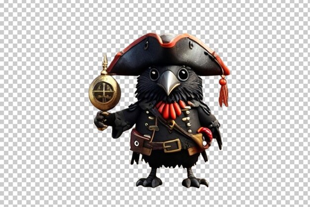 PSD un lindo cuervo 3d vestido de pirata