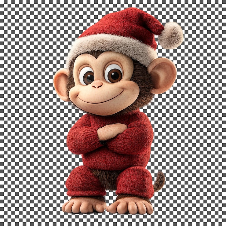 PSD el lindo y curioso george una navidad muy mono aislada sobre un fondo transparente