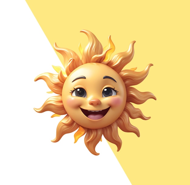 PSD lindo desenho animado 3d sol feliz