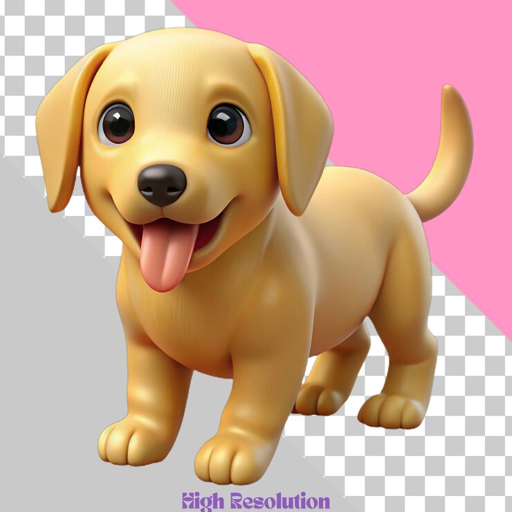 PSD lindo dibujo animado en 3d de un perro con ojos grandes y lengua afuera