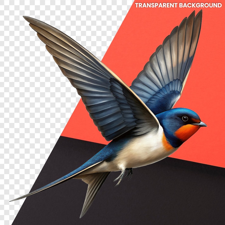 PSD lindo dibujo animado en 3d, un personaje lúdico que salta de la golondrina.