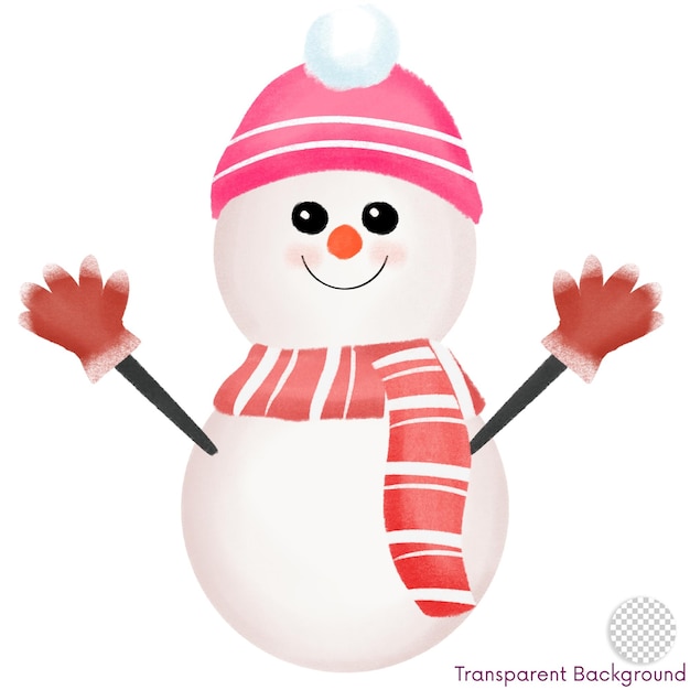 PSD lindo dibujo de navidad del hombre de nieve