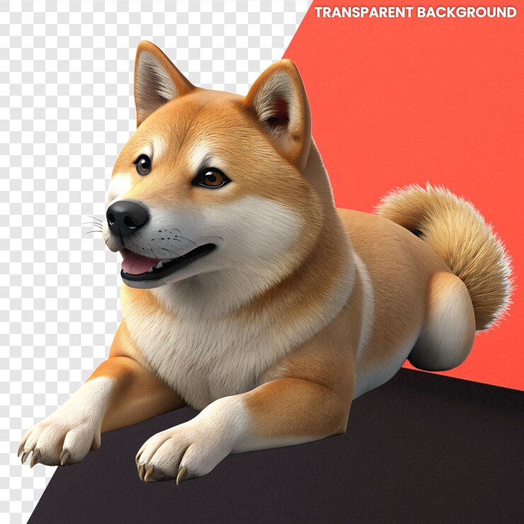 PSD lindo dibujos animados en 3d para adultos akita mintiendo fondo transparente
