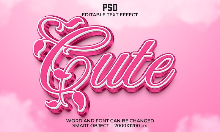 PSD lindo efecto de texto editable 3d premium psd con fondo