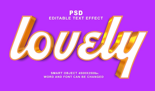 Lindo efeito de texto PSD editável em 3D com fundo bonito