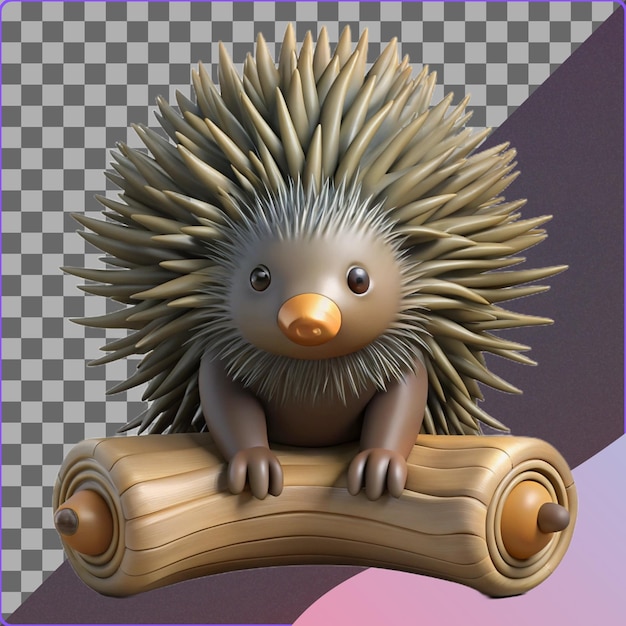 El lindo erizo en el registro de renderización 3D