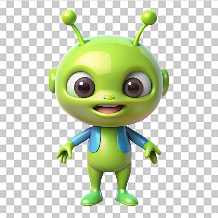 PSD el lindo estilo de dibujos animados alienígenas en 3d aislados en un fondo transparente