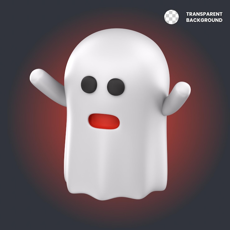 PSD el lindo fantasma de dibujos animados en 3d para halloween