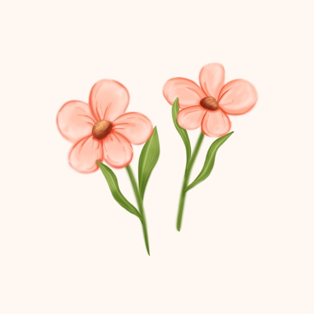 PSD lindo floral rosa com ilustração de textura de lápis para decoração