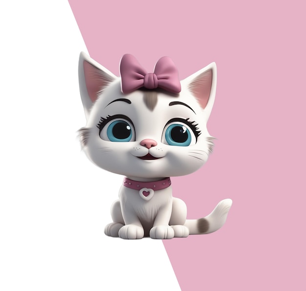 PSD lindo gatito de dibujos animados en 3d